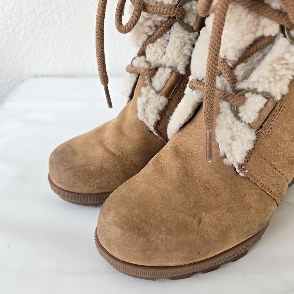 Sorel Joan Of Arctic Shearling Hidden Wedge II Lace-up Waterproof Boots Size 9 - Picture 9 of 16